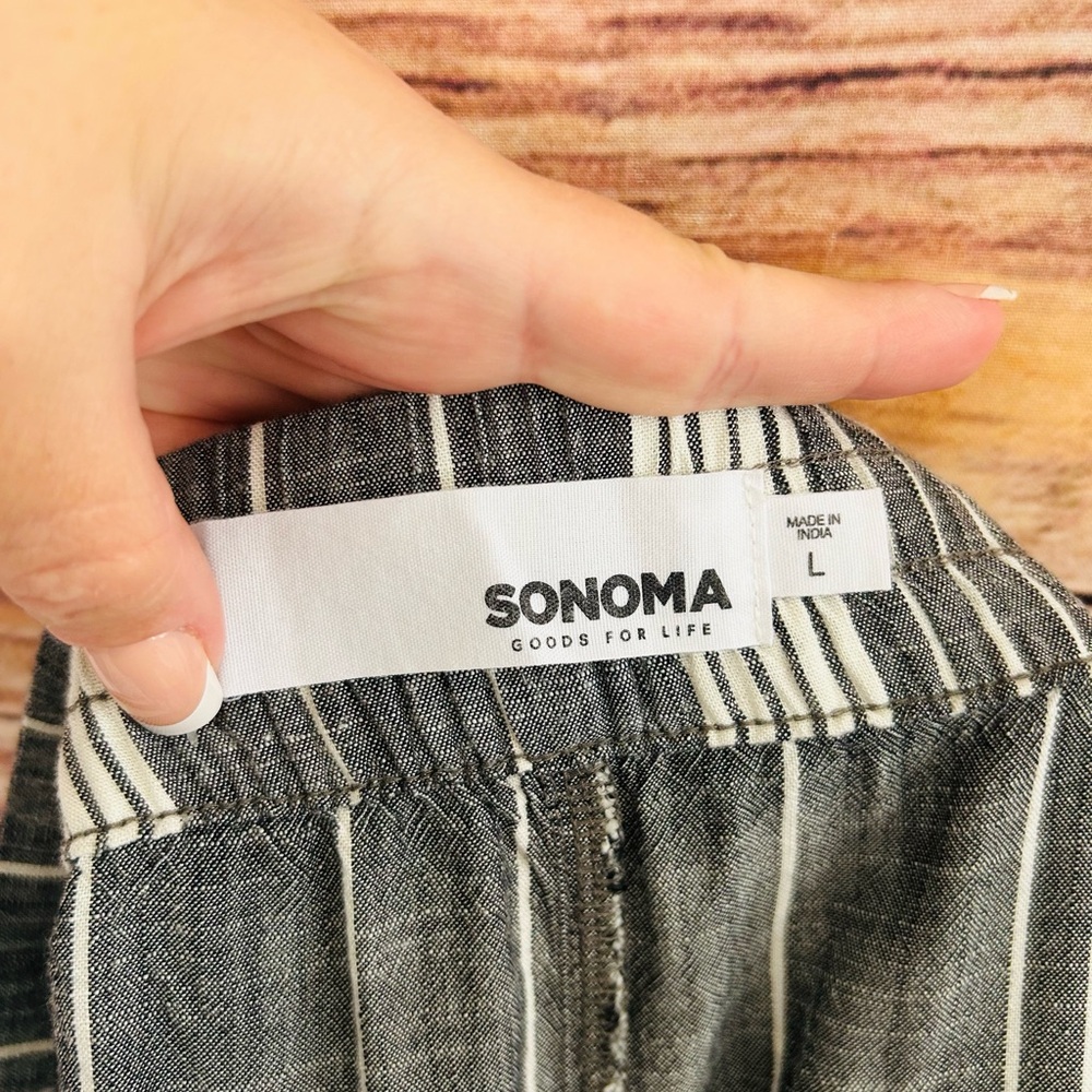 Sonoma Gray White Striped Ultra Comfort Waistband Mid Rise Pocket Shorts L NWOT - Picture 8 of 13